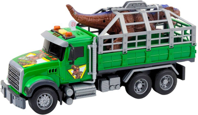 Lodër kamion transportues dinosaur, me drita, me tinguj, i gjelbër