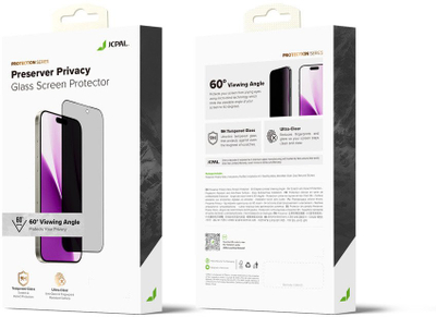 Mbrojtëse ekrani xhami JCPal Preserver Privacy, për iPhone 17 Pro, 9H, transparente