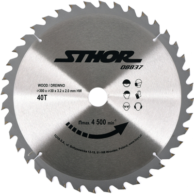 Disk sharrë rrethore Sthor 08837, 300mm, 40 dhëmbë, metal