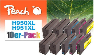 Kartrix boje Peach PI300-687 H950XL H951XL, set 10 copë, Black Cyan Magenta Yellow