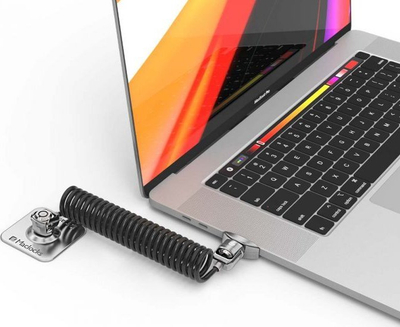 Kabëll sigurie Compulocks Dual Head Coiled, me çelës, i zi