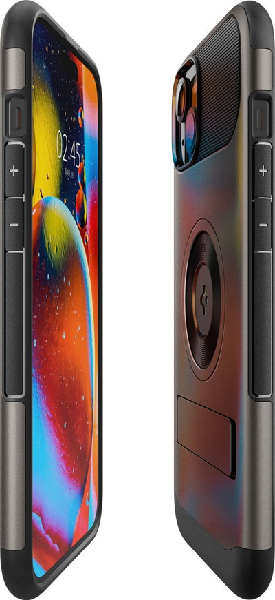 Mbulesë telefoni Spigen Slim Armor MagFit për iPhone 15 14 13, me MagSafe, me kickstand, gri gunmetal