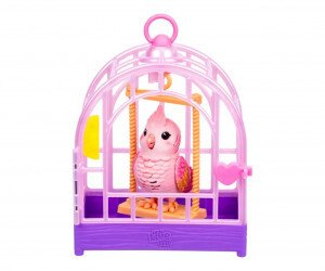 Lodër interaktive Little Live Pets My Really Real Bird Rosie, zog me kafaz, reagon me zë, rozë