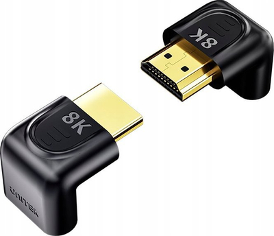 Adapter HDMI Unitek 8K, kënd 90° dhe 270°, HDMI 2.1, i zi