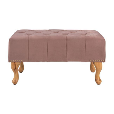 Stol piano Emma Chesterfield velur dusty pink këmbë druri natyral 78×46×40 cm (HM226.05), rozë