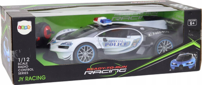 Makina e policisë me telekomandë LEAN Toys 1:12, me drita, dyer automatike, e bardhë