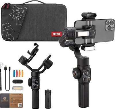 Стабилизатор за смартфон Zhiyun Smooth 5S AI Pro, 3 оски, LED светло, сив