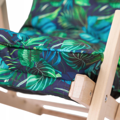 Karrige deckchair HOBBYGARDEN Marlena, dru pishe, jastëk 8 cm, blu