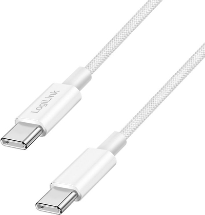 Kabllo USB C në USB C LogiLink, 1m, 60W, e bardhë