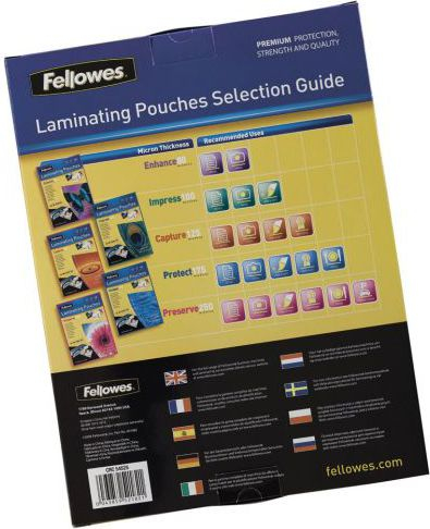 Fletë plastifikimi Fellowes Enhance80 A3, 80 mikron, 100 copë, transparente