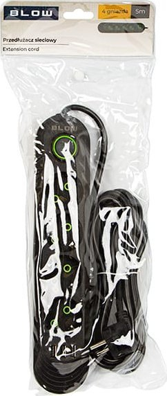 Shirit zgjatues Blow, 4 priza, 3x USB, 5 m, me çelës, i zi