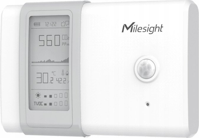 Sensori ambiental Milesight AM107 868M, LoRaWAN, ekran E Ink, i bardhë