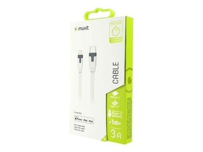 Kabllo Lightning MUVIT, USB-C 24 pin, 1 m, 3A, e bardhë