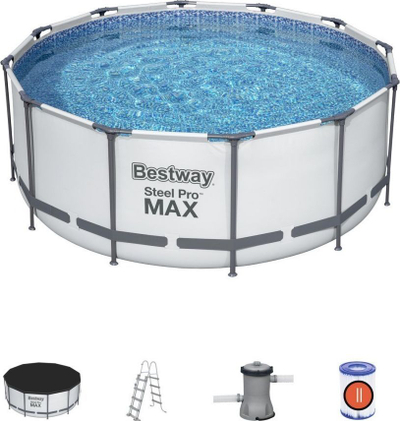 Надземен базен Bestway Steel Pro Max 56420, 366x122 cm, челична конструкција, сив