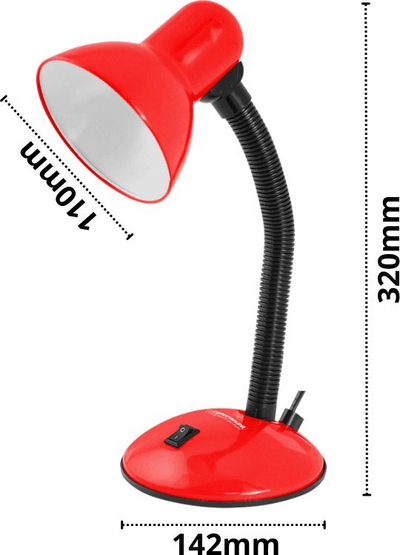 Lampë tavoline Esperanza ELD107R, krah fleksibël, E27 12W, e kuqe