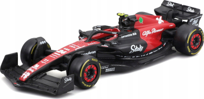 Maket makine Bburago Alfa Romeo F1 C43 2023, shkalla 1:43, Guanyu Zhou #24, e kuqe e zezë