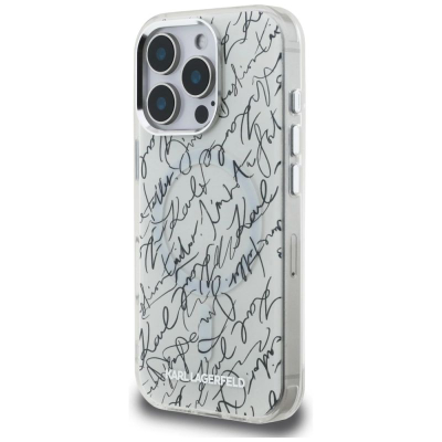 Futrollë Karl Lagerfeld IML Karl Script me MagSafe, për iPhone 16 Pro 6.3", e bardhë