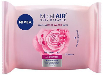 Крем шампон за лице Nivea Micellair Skin Breathe Rose Water, 25 парчиња, за сите типови кожа, розова