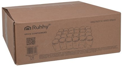 Set kavanoza për erëza Ruhhy, 24 copë, qelq 120 ml, kapakë të zinj