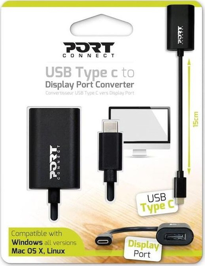 Adapter grafik Port Designs 900127, USB Type C në DisplayPort, 4K 60Hz, ngjyrë e zezë