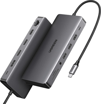 Hub USB C Ugreen CM555, 12 porta, Power Delivery 100W, gri