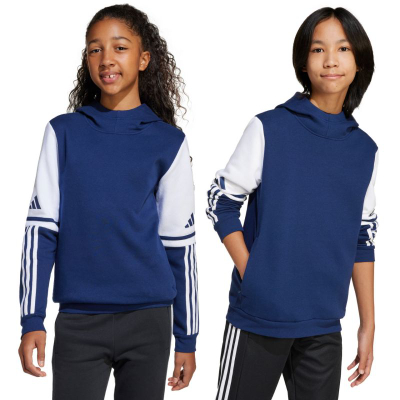 Блуза со капаче Adidas Squadra 25 Sweat Hoody Jr JD4804, памук, со џебови со патент, црна