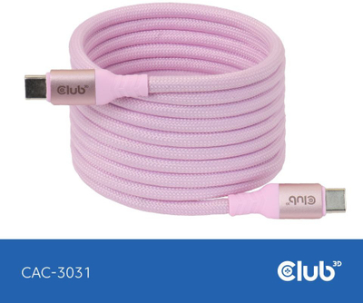 Kabllo magnetike USB C Club 3D, 240W PD 3.1, 1m, rozë