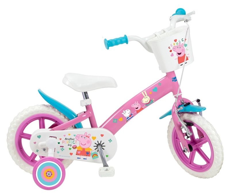 Biçikletë fëmijësh Toimsa Peppa Pig 12", me rrota ndihmëse, rozë