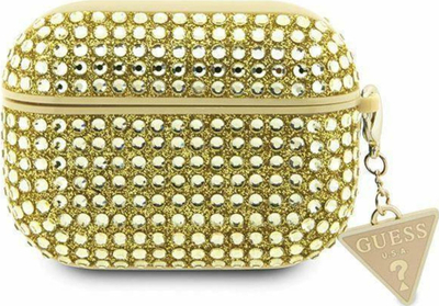 Këllëf Guess Hardcase për Apple AirPods 3, Rhinestone Triangle, gold