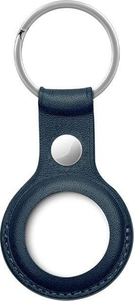 Çelësmbajtëse Crong për Apple AirTag, lëkurë, blu navy