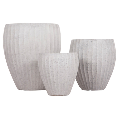 Set vazo dekorative Gardener HM4728, 3 copë, FiberClay, ngjyrë çimento