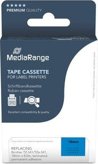 Kasetë etiketuese MediaRange MRBTZ541, 18mm, 8m, e zezë