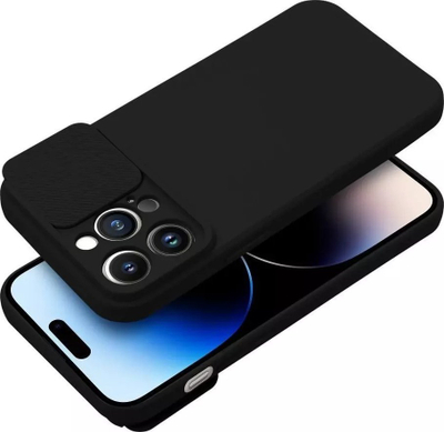Maskë silikoni Slide për iPhone 14 Pro Max, kapak kamere, e zezë