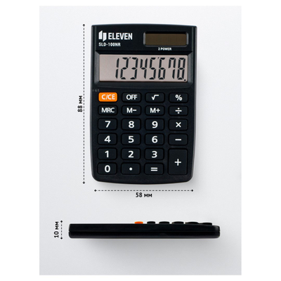 Kalkulator xhepi Eleven Eleven SLD100NR, 8 shifra, furnizim solar dhe bateri, i zi