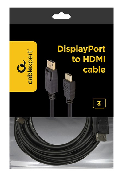 Kabllo Gembird DisplayPort në HDMI, 3m, e zezë