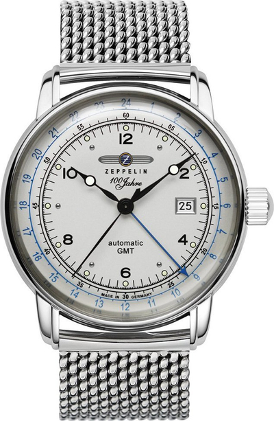 Orë burrash Zeppelin 100 Jahre 8666M-1, automat, 42mm, argjendtë