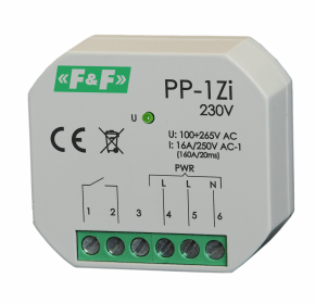 Rele elektromagnetike F&F PP-1Z-LED, 230V, LED tregues, gri