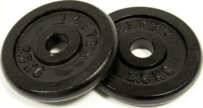 Pesha disqe MASTER gize, 2.5 kg x2, vrimë 31 mm, të zeza