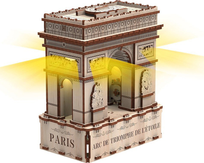 Puzzle druri 3D Mr.Playwood Triumphal Arch, model mekanik, LED, ngjyrë natyrale