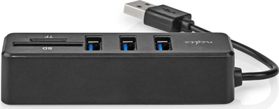 USB разводник Нedis 5 порти, USB 2.0, читач SD MicroSD, црн