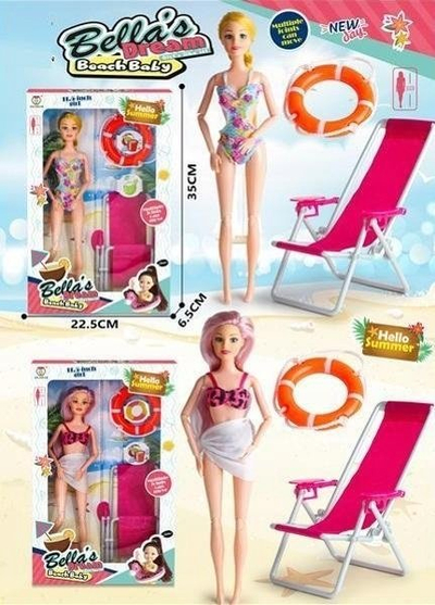 Kukull Swede Doll With Beach Accessories, me aksesorë plazhi, për fëmijë 3+