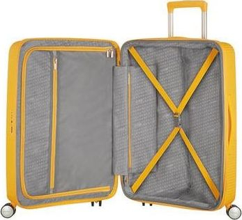 Куфер American Tourister SoundBox Medium, со проширување, 4 тркала, жолт