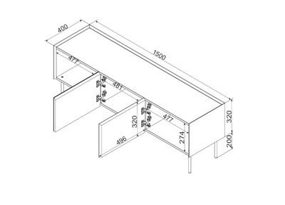 Komodinë TV Cama Fellini, 150cm, MDF, ulli me lis i vajosur