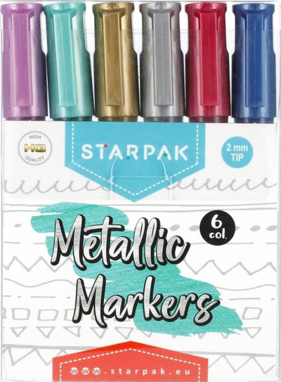 Markera metalikë Starpak Metalic Marker, set me 6 ngjyra, majë 2 mm, shumëngjyrësh