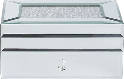 Kuti bizhuterish Beliani Kofi Glass, xham pasqyrë, dekor kristal, argjendtë