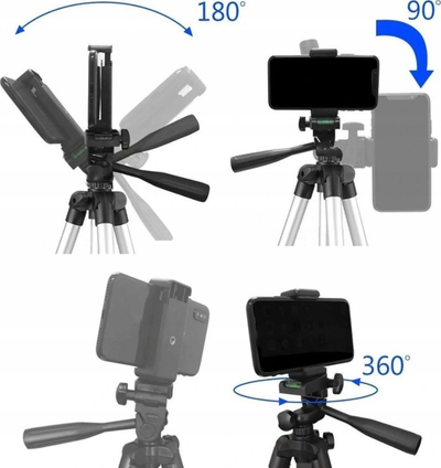 Tripod për kamera dhe telefon Weifeng WT-3110A, alumin, kokë 360°, ngjyrë e zezë me argjendtë