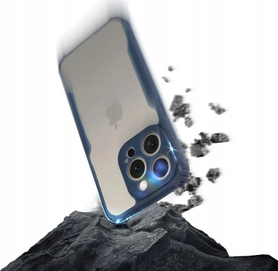 Mbrojtëse telefoni Anti-Drop për iPhone 15 Pro, me qoshe të forcuara, transparente, blu