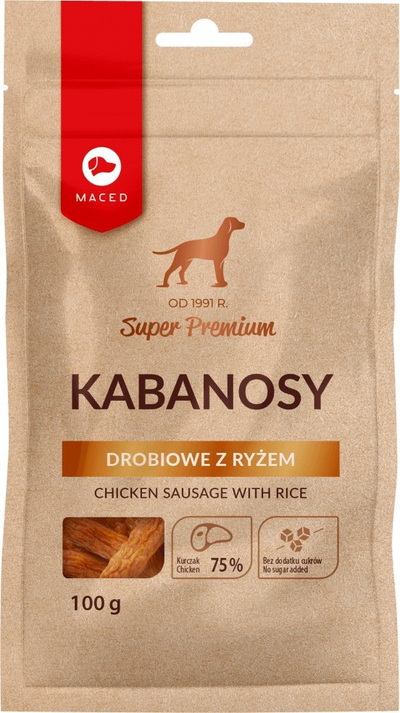 Shpërblim për qen Maced Kabanosy, mish pule me oriz, 100g
