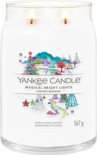 Qiri aromatik Yankee Candle Signature Magical Bright Lights, 567g, ngjyrë e gjelbër