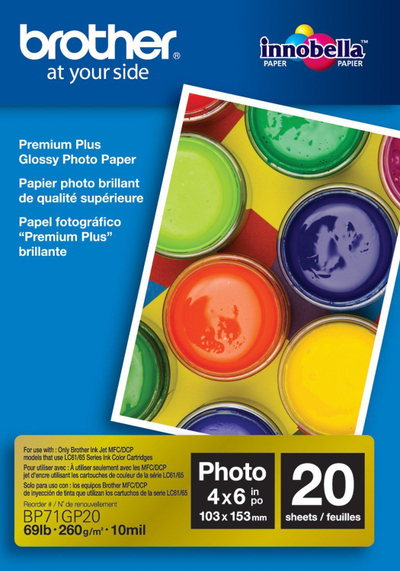 Letër fotografike për printer Brother BP71GP20, A6, 260g/m², e bardhë